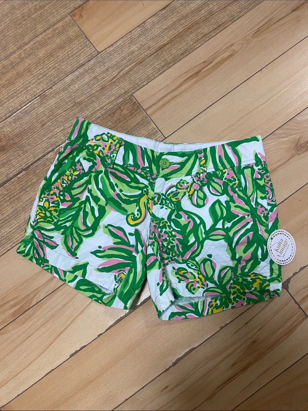 Lilly Pulitzer Tropical Print Shorts in Green & Pink